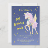 Flat invitations Kaarten eerste verjaardag met uni (Voorkant)