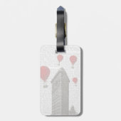 Flat Iron Building en Red Hot Air Luchtballonnen Bagagelabel (Achterkant verticaal)