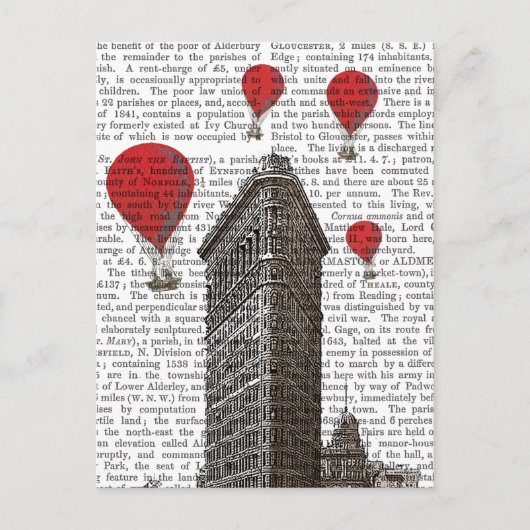 Flat Iron Building en Red Hot Air Luchtballonnen Briefkaart (Voorkant)