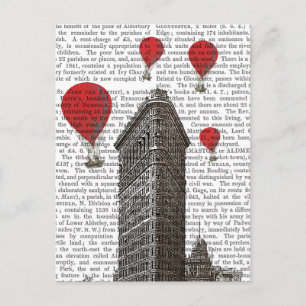 Flat Iron Building en Red Hot Air Luchtballonnen Briefkaart