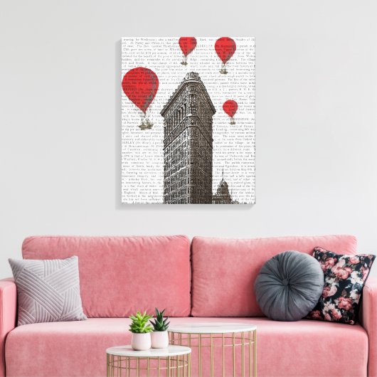 Flat Iron Building en Red Hot Air Luchtballonnen Canvas Afdruk (Insitu (Woonkamer))