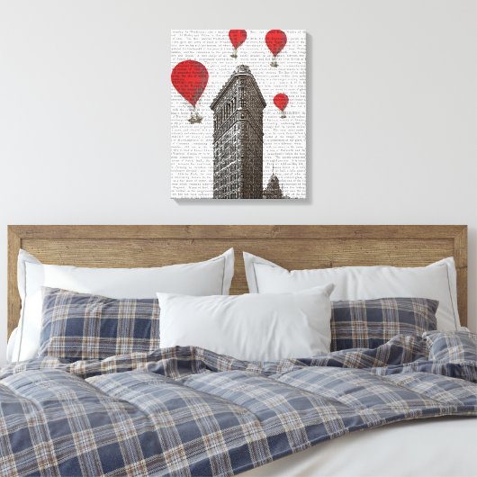 Flat Iron Building en Red Hot Air Luchtballonnen Canvas Afdruk (Insitu (Slaapkamer))