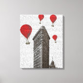 Flat Iron Building en Red Hot Air Luchtballonnen Canvas Afdruk (Voorkant)