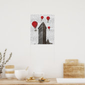 Flat Iron Building en Red Hot Air Luchtballonnen Poster (Keuken)