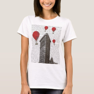 Flat Iron Building en Red Hot Air Luchtballonnen T-shirt