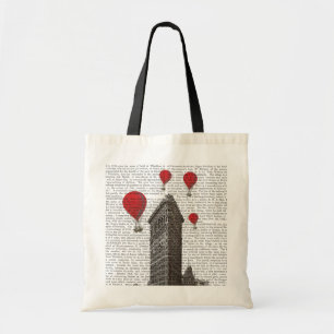 Flat Iron Building en Red Hot Air Luchtballonnen Tote Bag