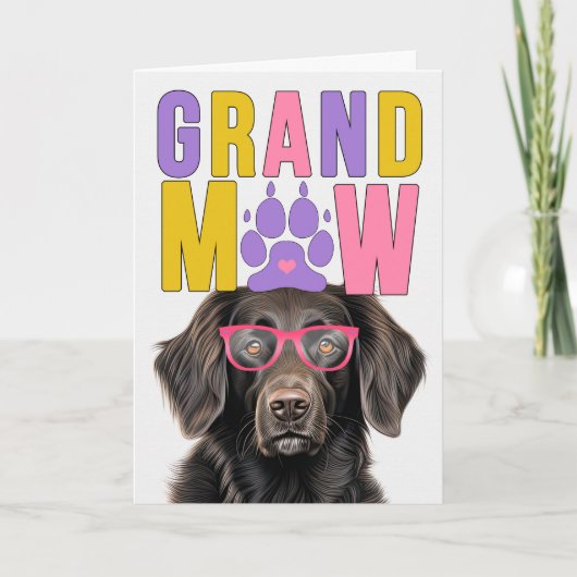 Flat jas retriever hond grappige grootouders dag feestdagen kaart (Voorkant)