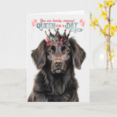 Flat jas retriever hond koningin dag grappige verj kaart (Gele Bloem)