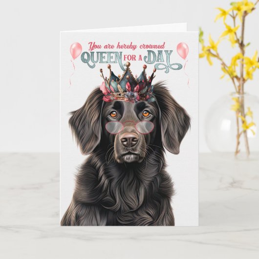 Flat jas retriever hond koningin dag grappige verj kaart (Gele Bloem)