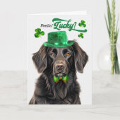 Flat jas retriever hond Lucky St Patrick's Day Feestdagen Kaart (Voorkant)