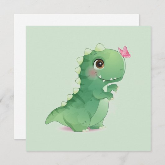 FLAT-KAART: BABY DINOSAUR - met TEKST Kaart (Voorkant / Achterkant)