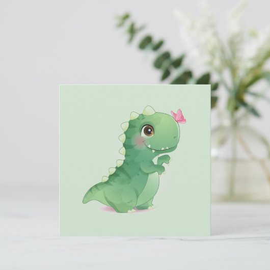 FLAT-KAART: BABY DINOSAUR - met TEKST Kaart (Staand voorkant)