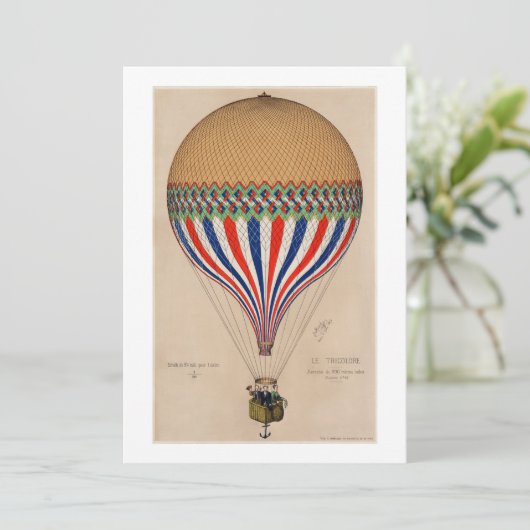 FLAT-KAART (BLANK) : FRANSE VLAG THEMED BALLOON (Staand voorkant)