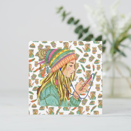 Flat Kaart Boho Pet Girl (Staand voorkant)