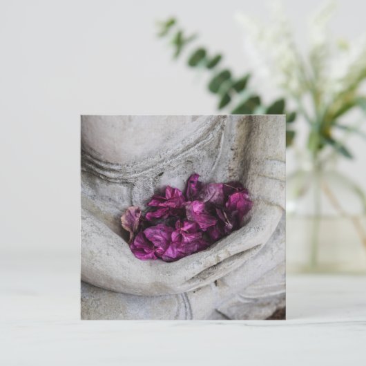 FLAT-KAART: BUDDHA + BLOSSOMS BEDANKKAART (Staand voorkant)