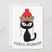 Flat Kaart Check Meowt Black Cat met Sock Monkey P (Voorkant)