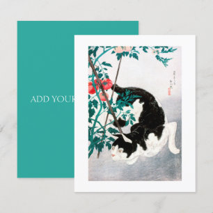 FLAT-KAART : JAPANESE WOODBLOCK : Kat met tomaat