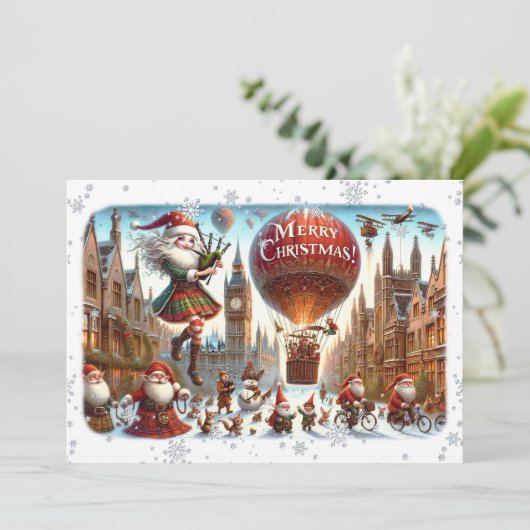 Flat Kaart Merry Christmas 020 (ElfSanta) (Staand voorkant)