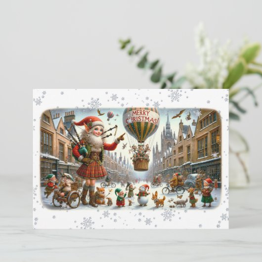 Flat Kaart Merry Christmas 021 (ElfSanta) (Staand voorkant)