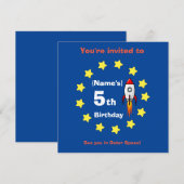 Flat Kaart - Raketschip Custom Birthday -voeg naam (Voorkant / Achterkant)