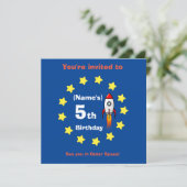 Flat Kaart - Raketschip Custom Birthday -voeg naam (Staand voorkant)