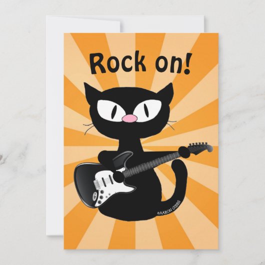 Flat Kaart - Rots op! Guitar Rocker Cat (Voorkant)