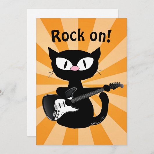 Flat Kaart - Rots op! Guitar Rocker Cat (Voorkant / Achterkant)