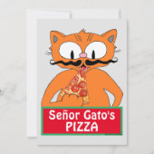 Flat Kaart - Señor Gato's Pizza Funny Mustache Cat (Voorkant)
