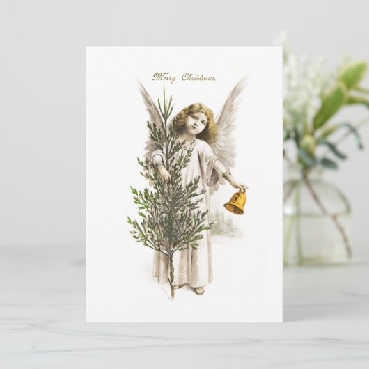 FLAT-KAART: VINTAGE CHRISTMAS ANGEL -  KAART (Staand voorkant)