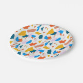 Flat kleurful terrazzo patroon papieren bordje (Gekanteld)