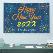 Flat Kleurrijke Happy New Year Celebration - Blauw Spandoek (Beurs)