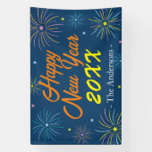 Flat Kleurrijke Happy New Year Celebration - Blauw Spandoek (Verticaal)