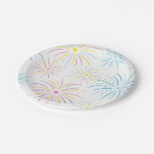 Flat Kleurrijke Oudejaarsavond Party Patroon - Wit Papieren Bordje (Gekanteld)