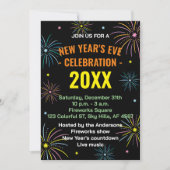 Flat Kleurrijke Oudejaarsavond Uitnodiging (Voorkant)