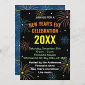 Flat Kleurrijke Oudejaarsavond Uitnodiging (Voorkant / Achterkant)