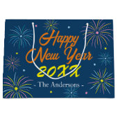 Flat Kleurrijke Oudejaarsfeest - Blauw Groot Cadeauzakje (Voorkant)