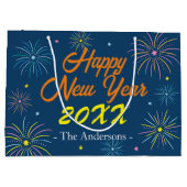 Flat Kleurrijke Oudejaarsfeest - Blauw Groot Cadeauzakje (Achterkant)