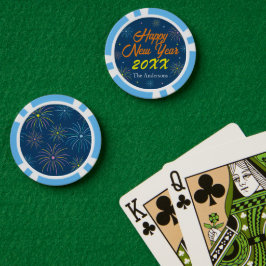 Flat Kleurrijke Oudejaarsfeest - Blauw Poker Chips