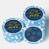Flat Kleurrijke Oudejaarsfeest - Blauw Poker Chips (Opstapeling)
