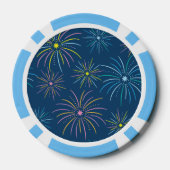 Flat Kleurrijke Oudejaarsfeest - Blauw Poker Chips (Achterkant)
