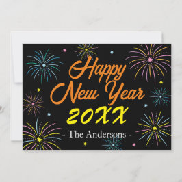 Flat kleurrijke oudejaarsfeest feestdagenkaart