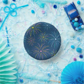 Flat Kleurrijke Oudejaarsfeest Patroon - blauw Papieren Kommen (Feest)