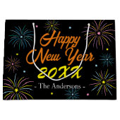 Flat Kleurrijke Oudejaarsfeest - Zwart Groot Cadeauzakje (Voorkant)