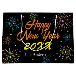 Flat Kleurrijke Oudejaarsfeest - Zwart Groot Cadeauzakje