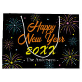 Flat Kleurrijke Oudejaarsfeest - Zwart Groot Cadeauzakje (Achterkant)