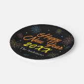 Flat Kleurrijke Oudejaarsfeest - Zwart Papieren Bordje (Gekanteld)