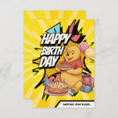 Flat Kleurrijke Poeh Verjaardag Kaart (Voorkant / Achterkant)