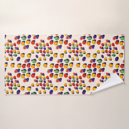 Flat lay pattern of figs bell peppers badhanddoek (Badhanddoek)