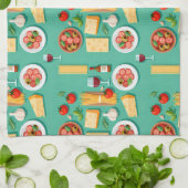 Flat lay pattern of Italian food including wine Theedoek (Gevouwen)