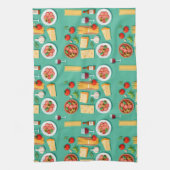 Flat lay pattern of Italian food including wine Theedoek (Verticaal)
